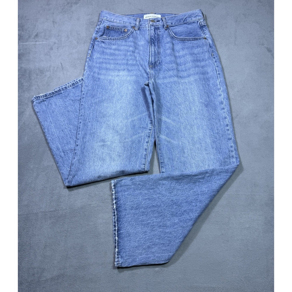 Denim Forum Jeans Womens 31x30 The Farrah Highrise Wide Leg Boho USA Light Wash